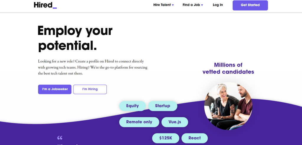 Hired recruitment sourcing tool