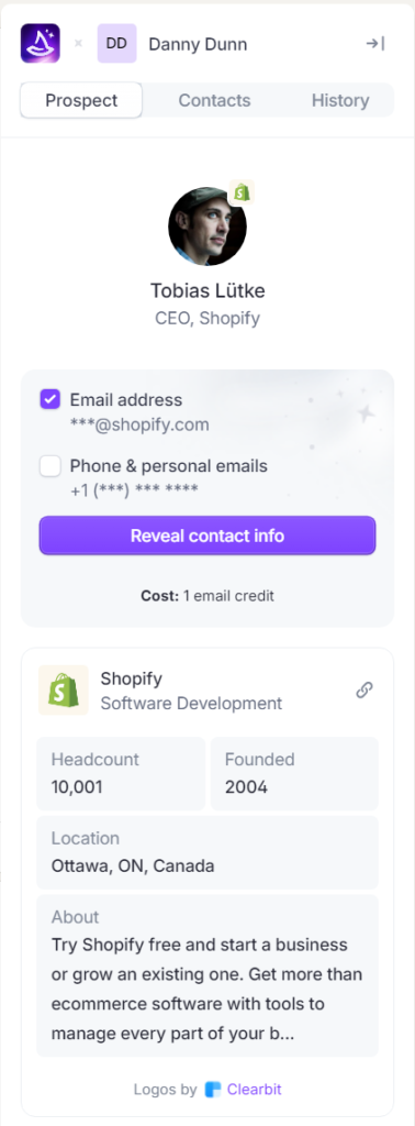 Wiza Chrome extension sidebar