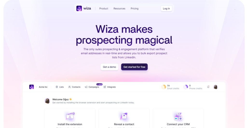 Wiza home page - get verified candidate email addresses with - talent sourcing tools
