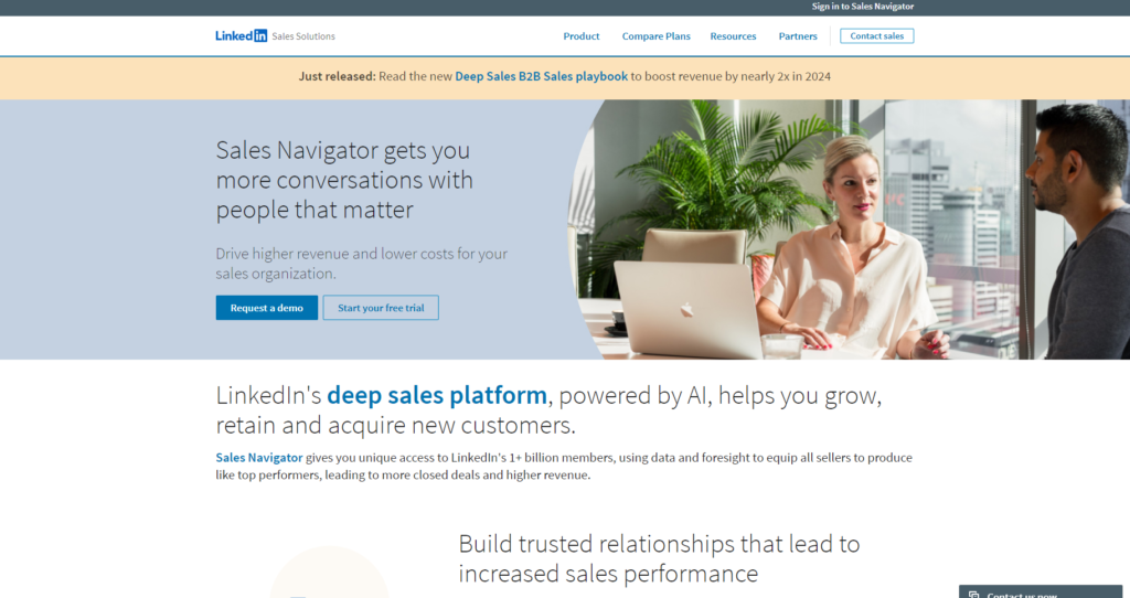 LinkedIn Sales Navigator product page - prospecting tools
