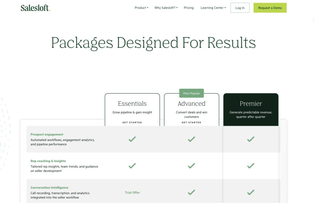 SalesLoft, a B2B sales engagement platform that helps users automate their sales outreach and follow-up, using a range of engagement tools, including email templates, cadences, and analytics.