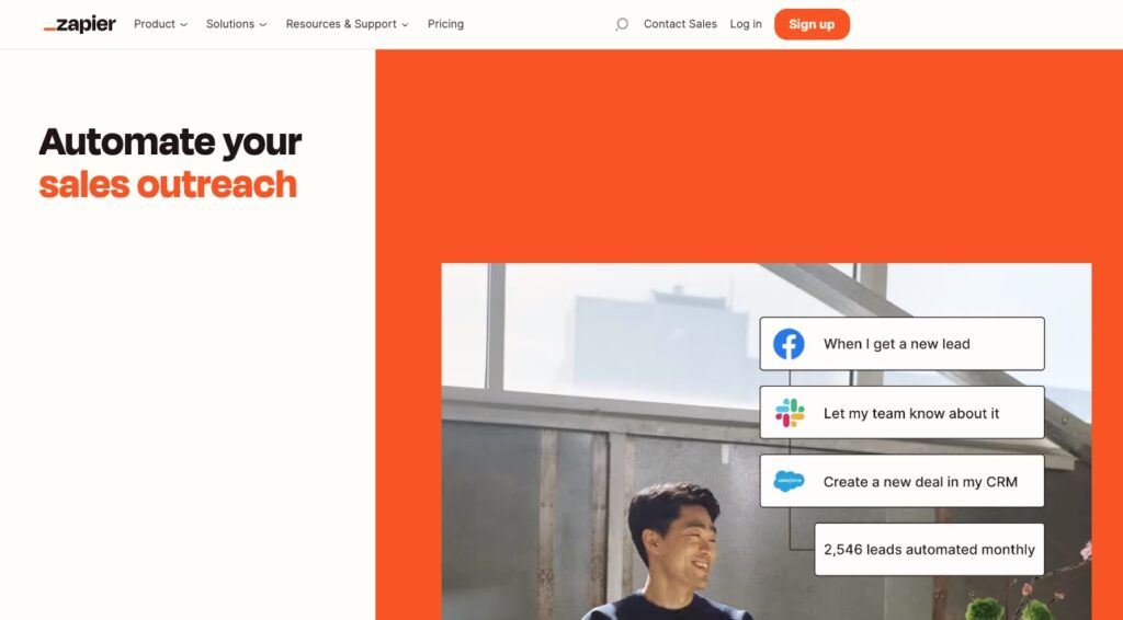 Zapier is an online automation tool that connects your favorite apps, such as Gmail, Slack, and Trello, to streamline your workflow and increase productivity. It allows you to create custom workflows, or "Zaps", without the need for any coding knowledge.