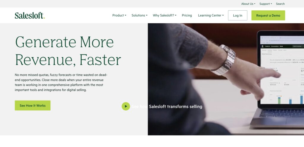 SalesLoft home page - prospecting tools
