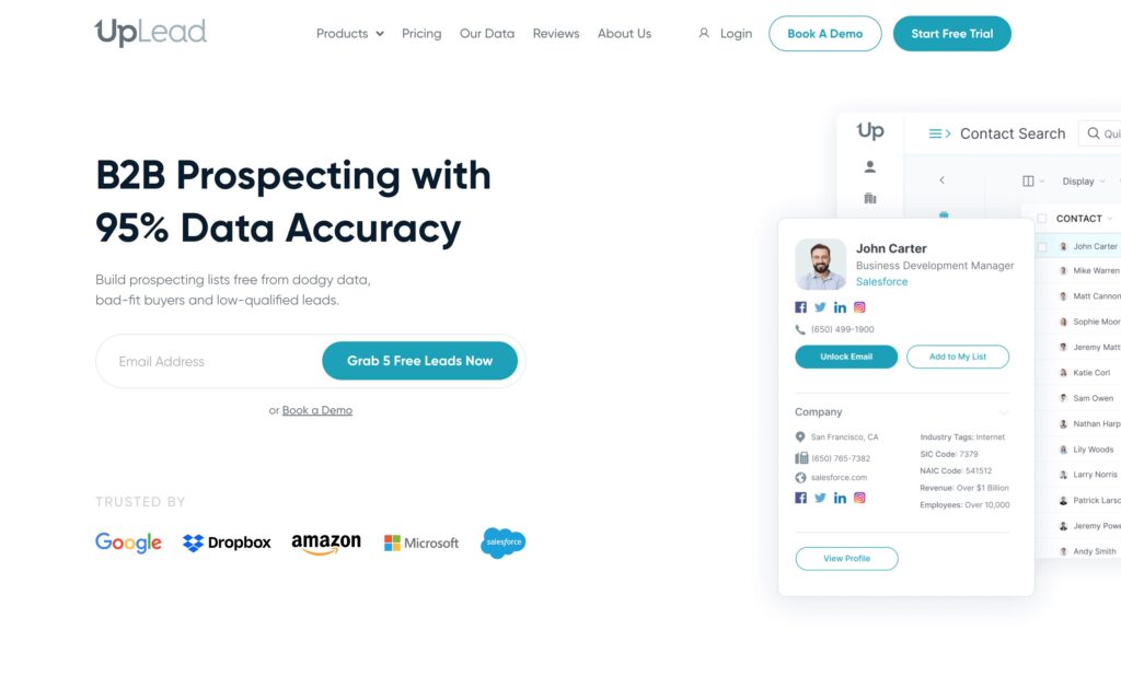 UpLead is a B2B sales intelligence platform that helps sales teams generate leads, build targeted lists, and connect with decision-makers.