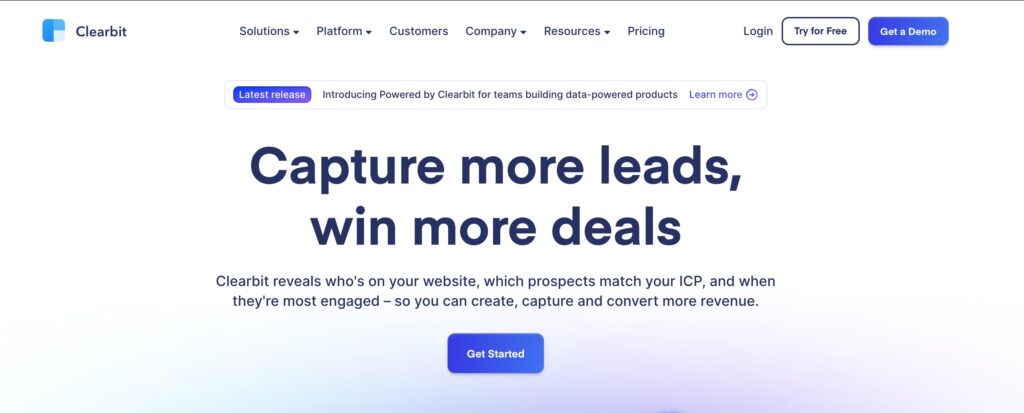 Clearbit provides data enrichment APIs to help businesses improve lead scoring, segmentation, and customer insights.