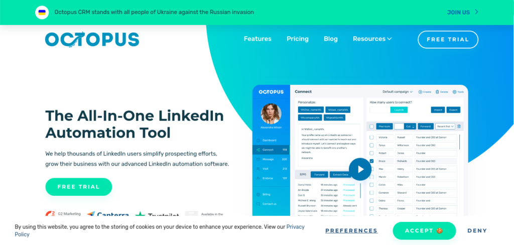 Octopus CRM is a tool that helps businesses automate and manage their customer relationship management (CRM) activities, such as sales, marketing, and customer support, all in one place.