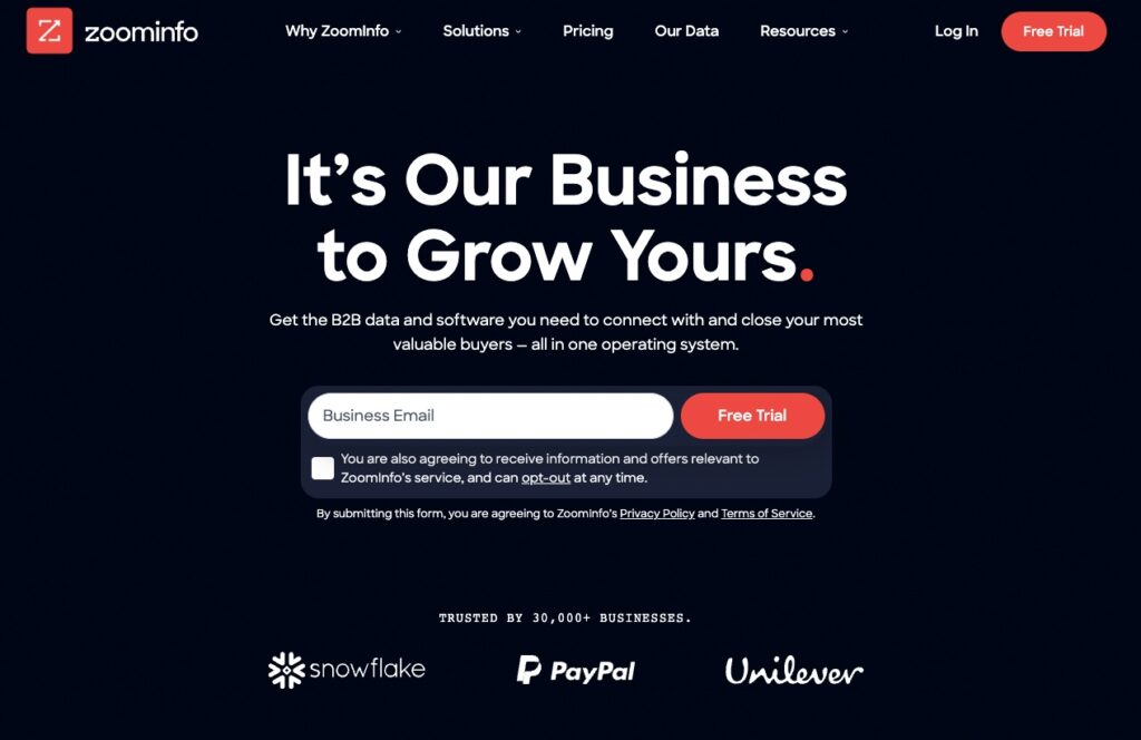 Zoominfo: A comprehensive platform for B2B contact and company information.