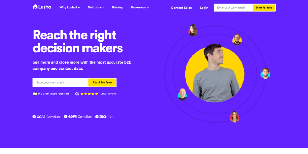 Lusha home page - Lusha vs. RocketReach vs. Wiza