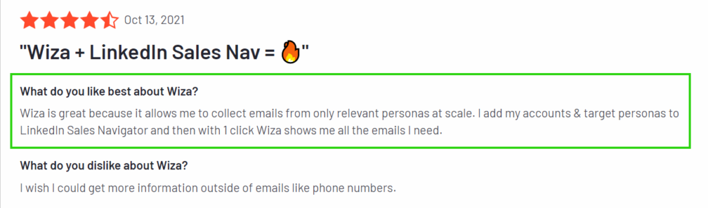Wiza's customer review 