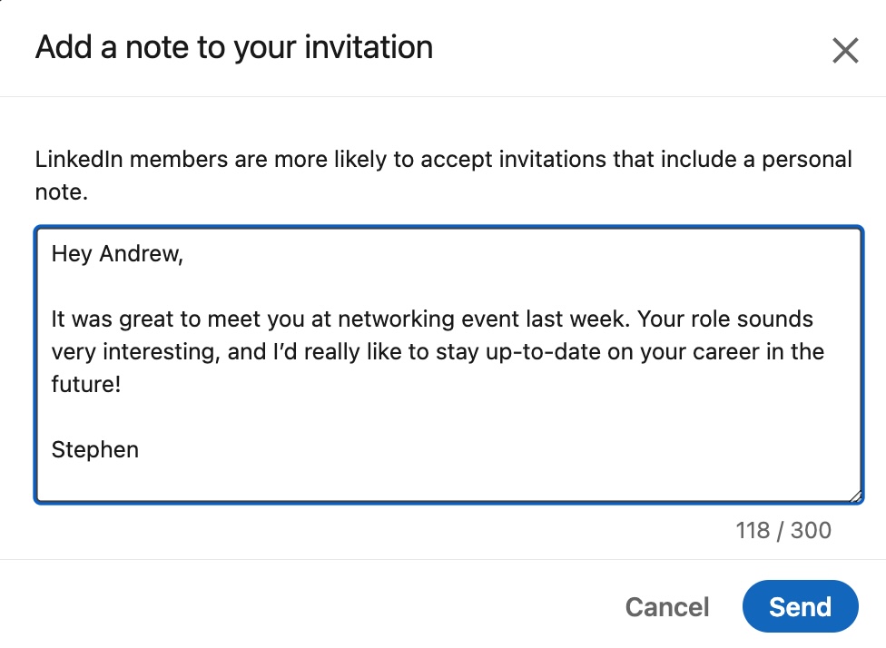 personalized linkedin connection request