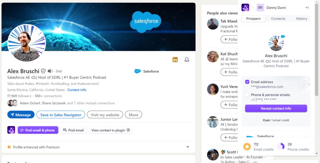 Screenshot of Alex Bruschi's LinkedIn profile
