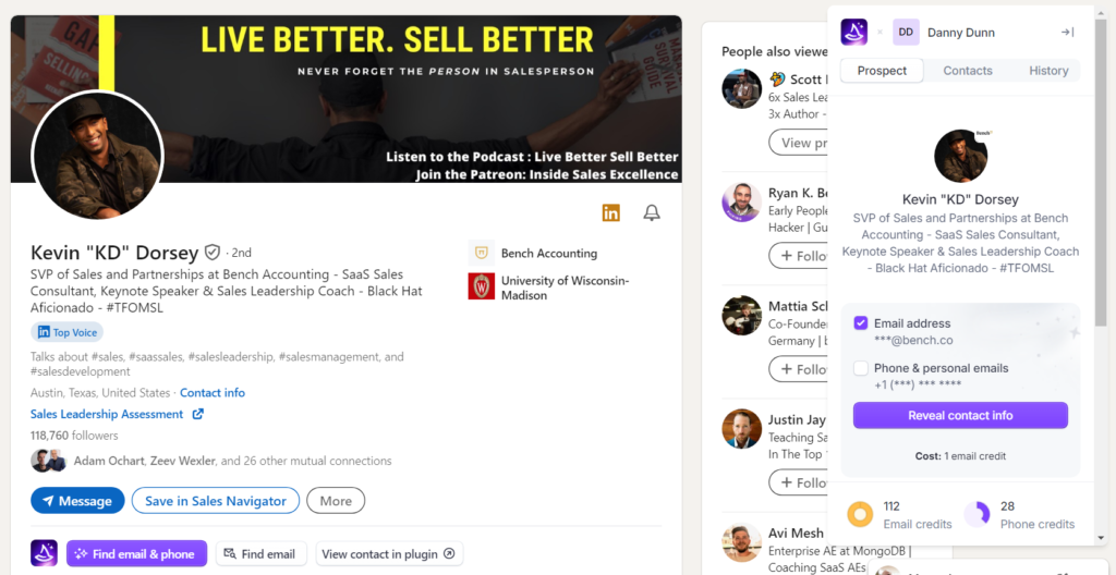 Screenshot of Kevin Dorsey's LinkedIn profile