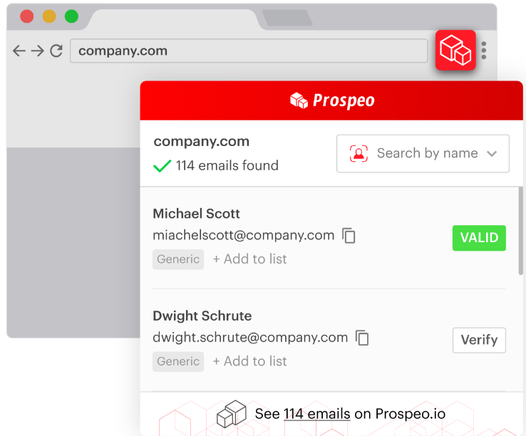 Prospeo Chrome extension interface