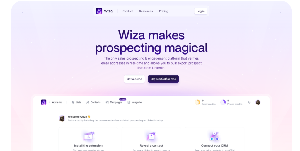 Wiza homepage - Lusha vs. RocketReach vs. Wiza