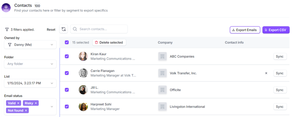 How to export lists from Wiza to a CSV 