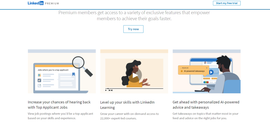 LinkedIn Premium page