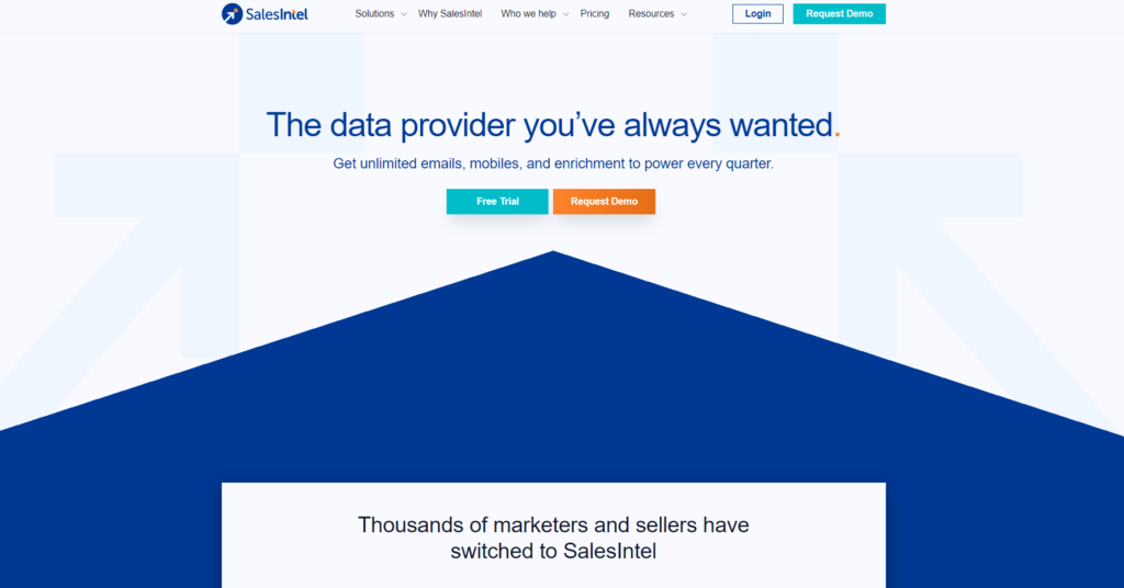 SalesIntel home page - prospecting tools